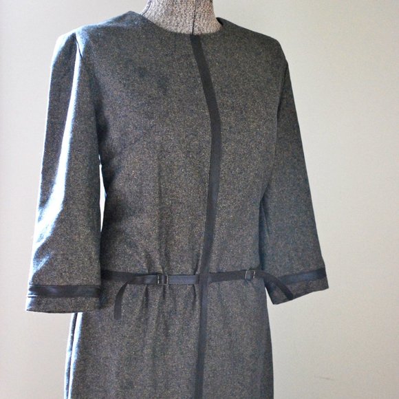 Vintage brown tweed belted dress - Picture 6 of 11